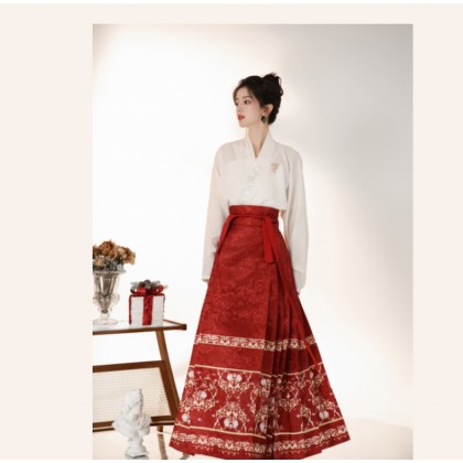 Spring Banquet Mamianqun Hanfu Red Maxi Skirt 2-PC Set 10002-28 Spring Banquet Mamianqun Hanfu Red Maxi Skirt 2-PC Set 10002-28