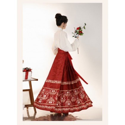 Spring Banquet Mamianqun Hanfu Red Maxi Skirt 2-PC Set 10002-28 Spring Banquet Mamianqun Hanfu Red Maxi Skirt 2-PC Set 10002-28