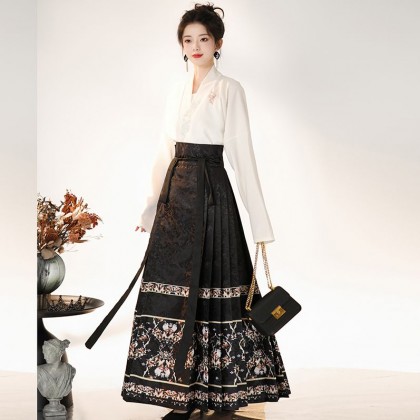 Spring Banquet Mamianqun Hanfu Black Maxi Skirt 2-PC Set 10002-99 Spring Banquet Mamianqun Hanfu Black Maxi Skirt 2-PC Set 10002-99