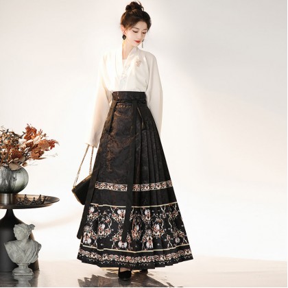 Spring Banquet Mamianqun Hanfu Black Maxi Skirt 2-PC Set 10002-99 Spring Banquet Mamianqun Hanfu Black Maxi Skirt 2-PC Set 10002-99