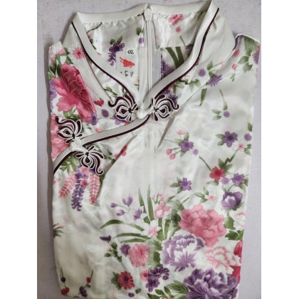 Elegant White Satin Mini Qipao 2412-01 Elegant White Satin Mini Qipao 2412-01