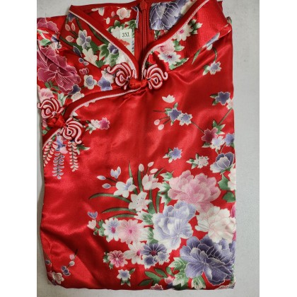 Elegant Red Satin Mini Qipao 2412-28 Elegant Red Satin Mini Qipao 2412-28