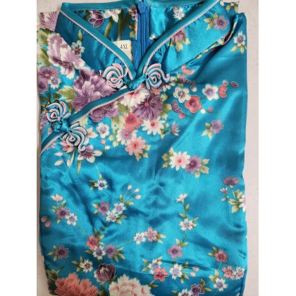 Elegant Turquoise Satin Mini Qipao 2412-74 Elegant Turquoise Satin Mini Qipao 2412-74