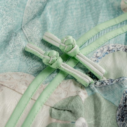 Elegant Faux Silk Green Midi Cheongsam 1049-50