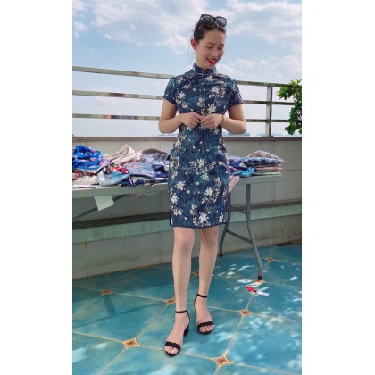 Hangzhou Linen Dark Blue Mini Qipao 2132-77 
