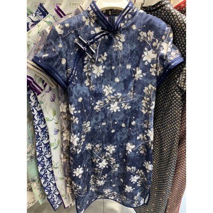 Hangzhou Linen Dark Blue Mini Qipao 2132-77 