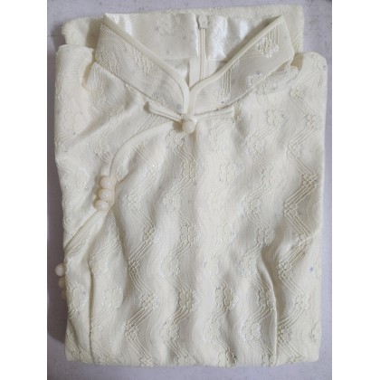 Hangzhou Sweet Lace Light Yellow Midi Cheongsam 1207-42 Hangzhou Sweet Lace Light Yellow Midi Cheongsam 1207-42