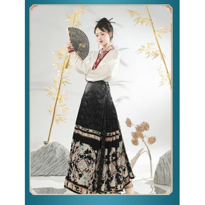 Phoenix Stream Mamianqun Hanfu Black Maxi Skirt 2-PC Set 10003-99 Phoenix Stream Mamianqun Hanfu Black Maxi Skirt 2-PC Set 10003-99