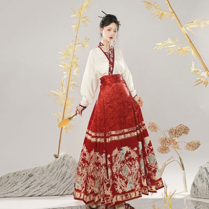 Phoenix Stream Mamianqun Hanfu Red Maxi Skirt 2-PC Set 10003-28 Phoenix Stream Mamianqun Hanfu Red Maxi Skirt 2-PC Set 10003-28