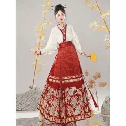 Phoenix Stream Mamianqun Hanfu Red Maxi Skirt 2-PC Set 10003-28 Phoenix Stream Mamianqun Hanfu Red Maxi Skirt 2-PC Set 10003-28