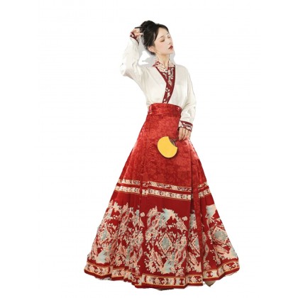 Phoenix Stream Mamianqun Hanfu Red Maxi Skirt 2-PC Set 10003-28 Phoenix Stream Mamianqun Hanfu Red Maxi Skirt 2-PC Set 10003-28