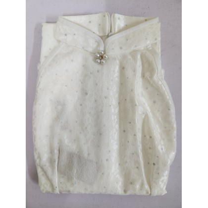 Sexy White Composite Lace Midi Cheongsam 1209-01