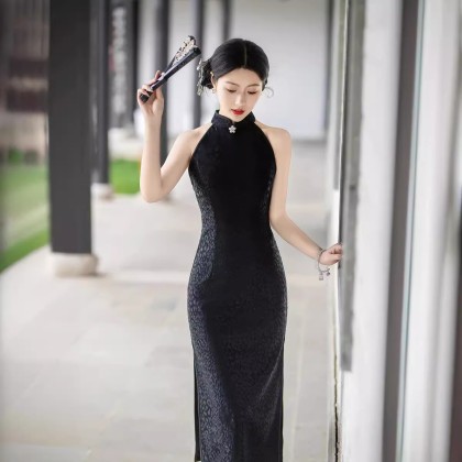 Sexy Black Composite Lace Midi Cheongsam 1209-99 Sexy Black Composite Lace Midi Cheongsam 1209-99