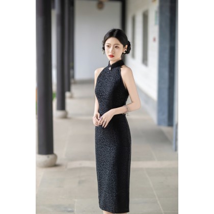 Sexy Black Composite Lace Midi Cheongsam 1209-99 Sexy Black Composite Lace Midi Cheongsam 1209-99