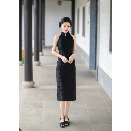 Sexy Black Composite Lace Midi Cheongsam 1209-99 Sexy Black Composite Lace Midi Cheongsam 1209-99