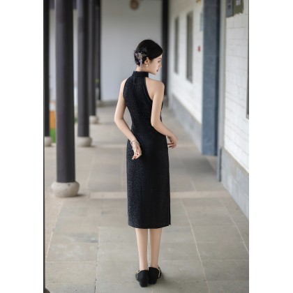 Sexy Black Composite Lace Midi Cheongsam 1209-99 Sexy Black Composite Lace Midi Cheongsam 1209-99