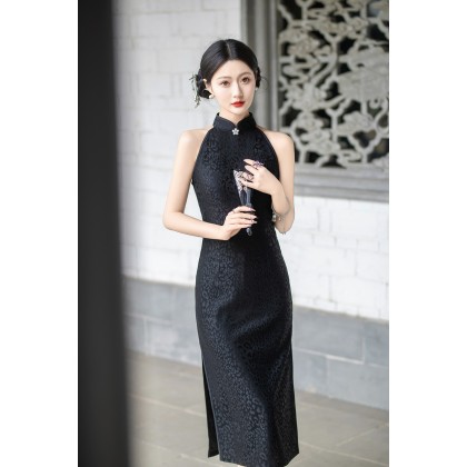 Sexy Black Composite Lace Midi Cheongsam 1209-99 Sexy Black Composite Lace Midi Cheongsam 1209-99