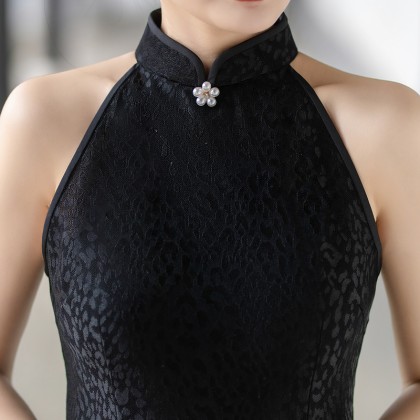 Sexy Black Composite Lace Midi Cheongsam 1209-99 Sexy Black Composite Lace Midi Cheongsam 1209-99