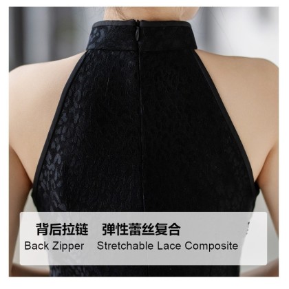 Sexy Black Composite Lace Midi Cheongsam 1209-99 Sexy Black Composite Lace Midi Cheongsam 1209-99