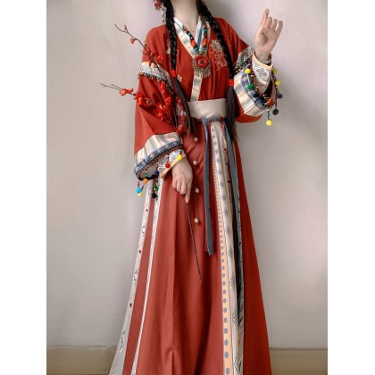 Hanfu Long Sleeve Jacket Red Maxi Skirt 3-PC Set 10005-29 Hanfu Long Sleeve Jacket Red Maxi Skirt 3-PC Set 10005-29