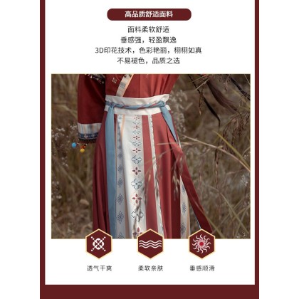 Hanfu Long Sleeve Jacket Red Maxi Skirt 3-PC Set 10005-29 Hanfu Long Sleeve Jacket Red Maxi Skirt 3-PC Set 10005-29